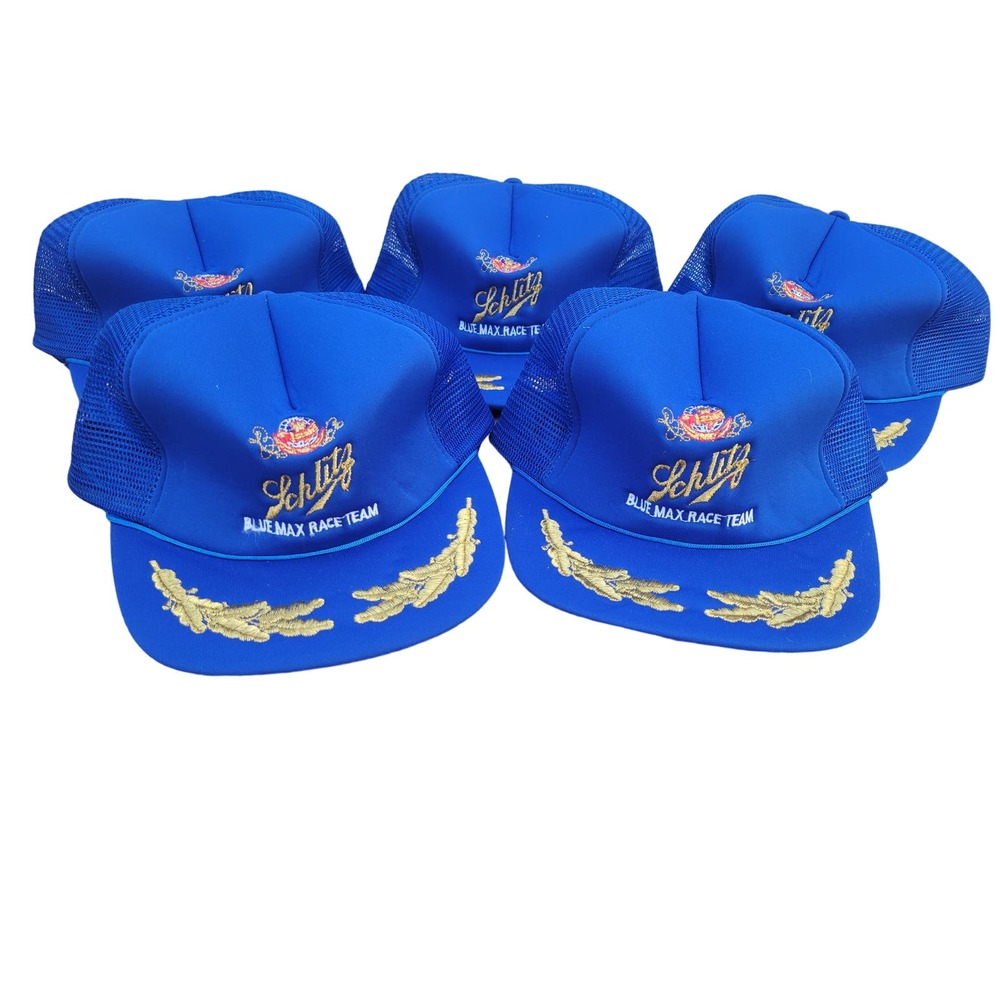 Vintage Lot of (5) Schlitz Blue Max Race Team Snapback Hats New Old Stock